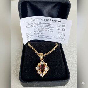 Genuine Garnet Pendant Necklace